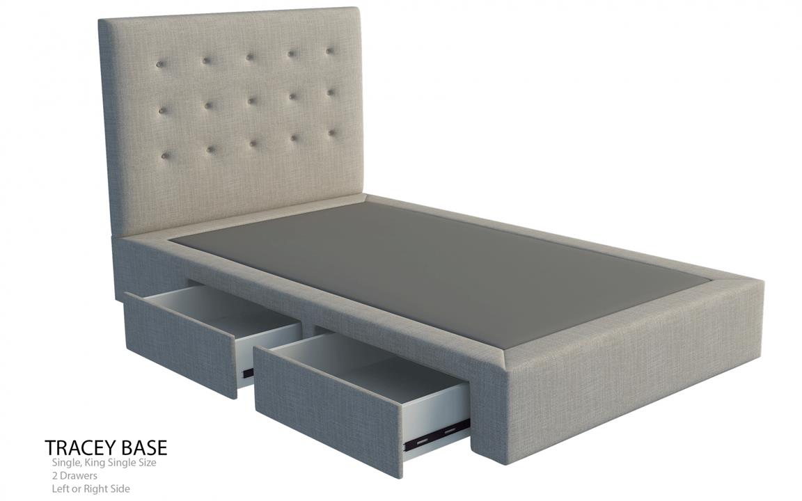 Mondo custom upholstered bed frame with choice of storage base