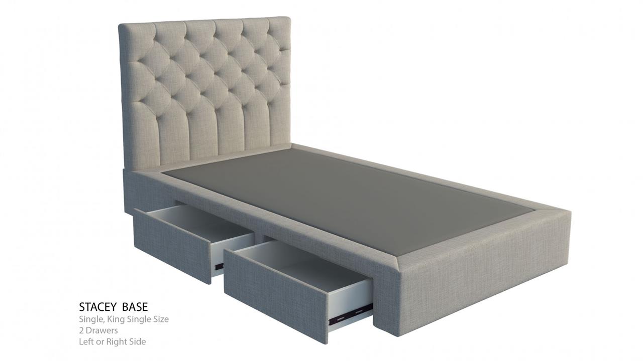 Vienna custom upholstered bed frame with choice of storage base