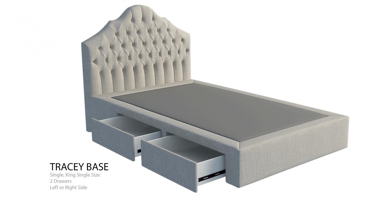 Julia custom upholstered bed frame with choice of storage base