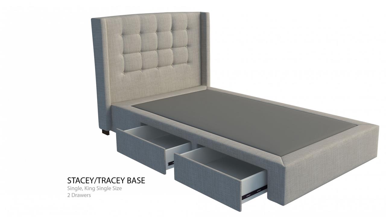 Matrix custom upholstered bed frame with choice of storage base