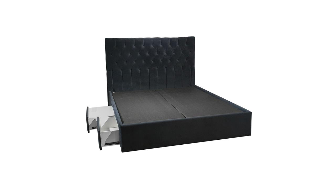 Luxemburg buttoned custom upholstered storage side rail bed frame