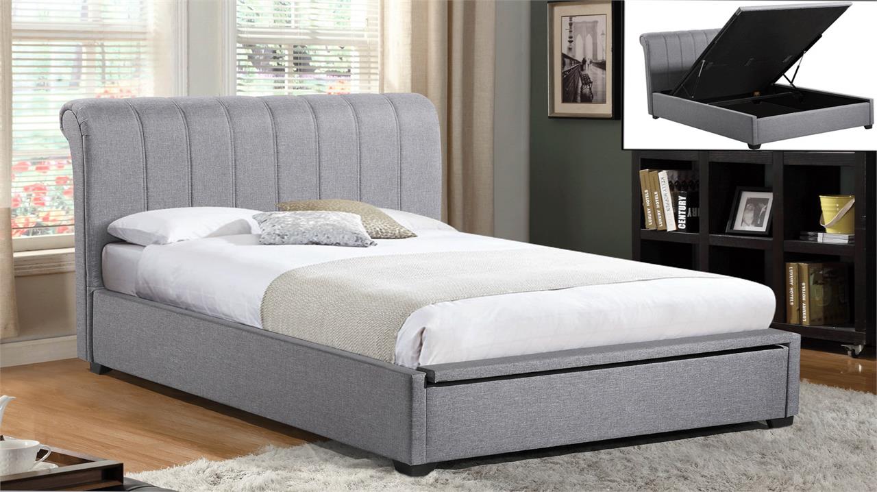 Rebecca gas lift storage upholstered bed