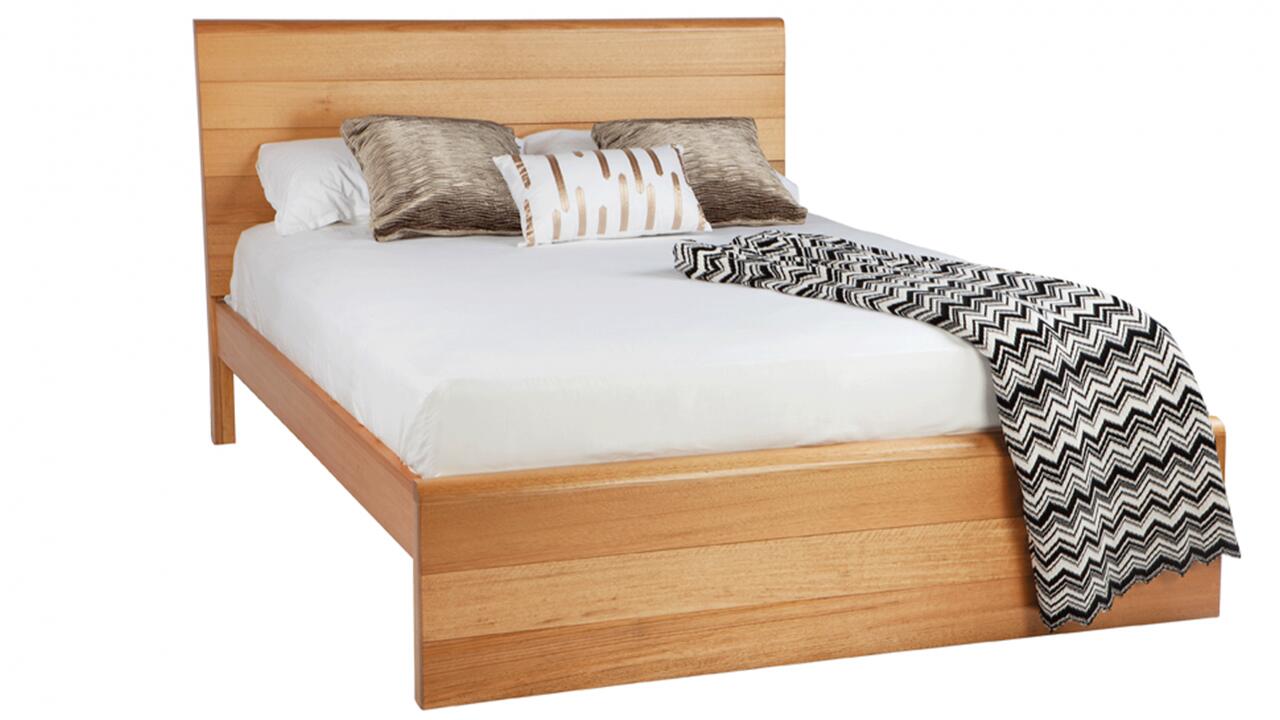 Orka custom timber bed frame floor display