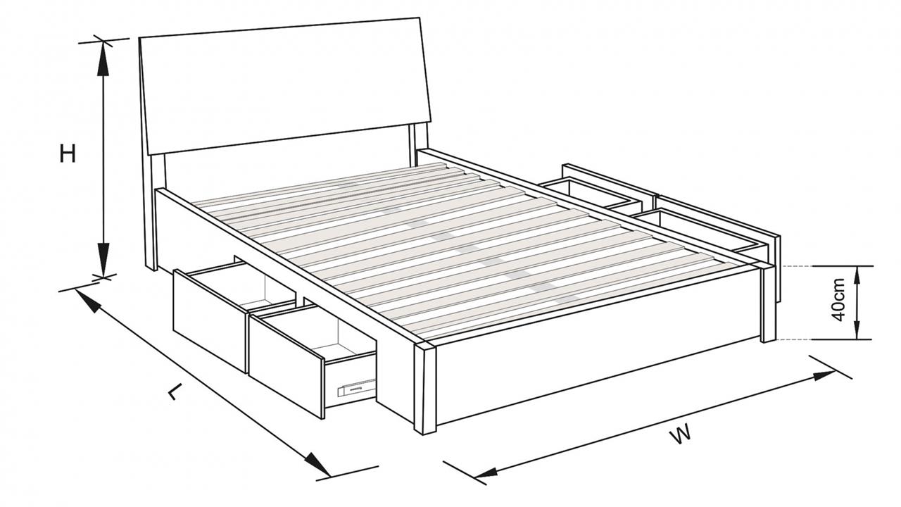 Praga custom drawer timber bed frame