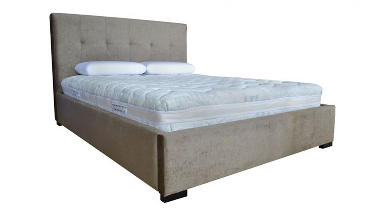 Monzar custom upholstered bed frame with choice of standard base