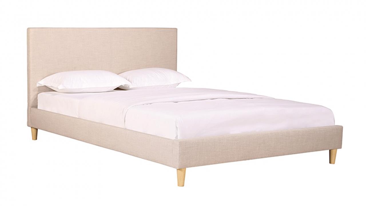 Rio upholstered bed frame with wooden legs