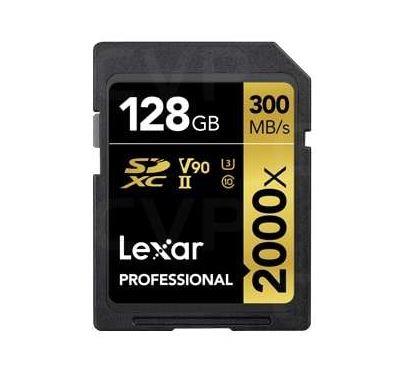 Lexar Professional 2000X V90 128GB 300MB/s Read & 260MB/s Write Gold Series SD Card