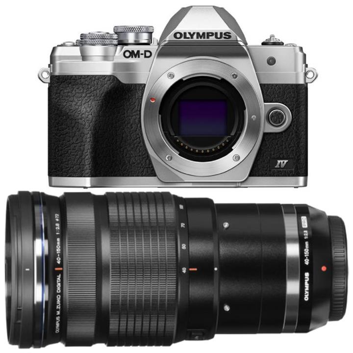 Olympus E-M10 M IV/4 Silver Camera w/ M.Zuiko Pro 40-150mm f/2.8 Lens | Black