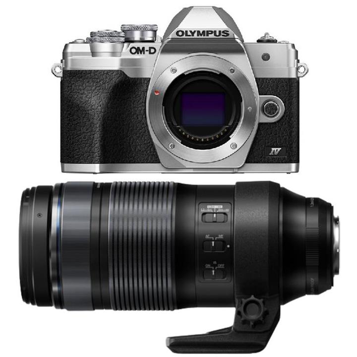 Olympus E-M10 M IV/4 Silver Camera w/ M.Zuiko Pro 100-400mm f/5.0-6.3 Lens | Black