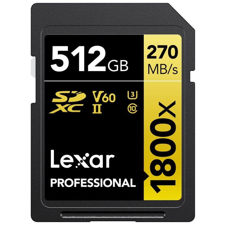Lexar Professional 1800X V60 512Gb 270MB/s Read & 180MB/s Write Gold Series SD Card