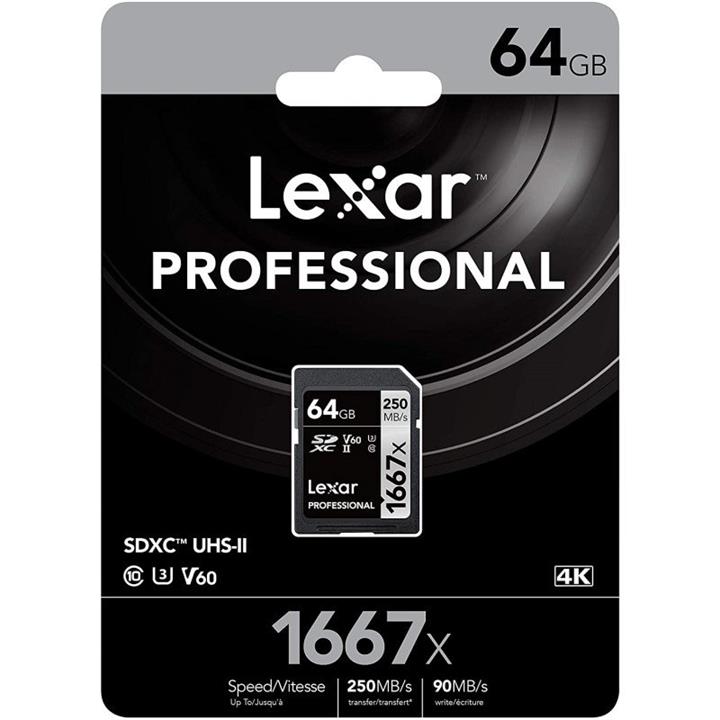 Lexar Professional 1667X V60 64GB 250MB/s Read & 90MB/s Write Silver Series SD Card