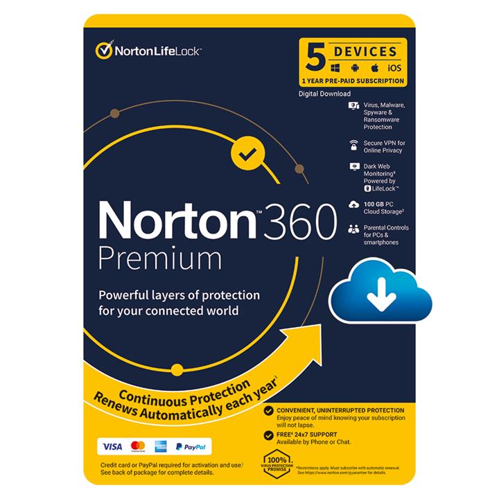 Norton 360 Premium - 5 Devices - 1 Year Pre-Paid Subscription 5397231014650