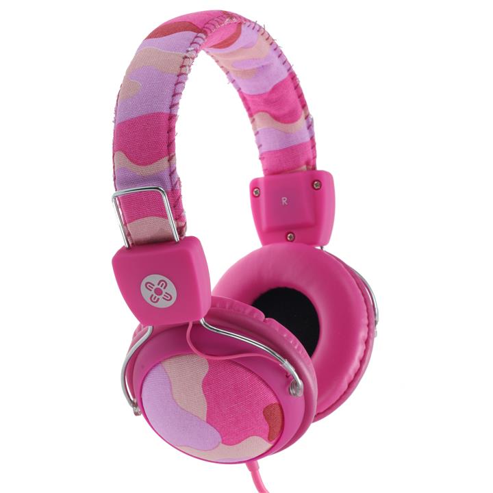 Moki Camo Headphones w/In-Line Mic- Pink