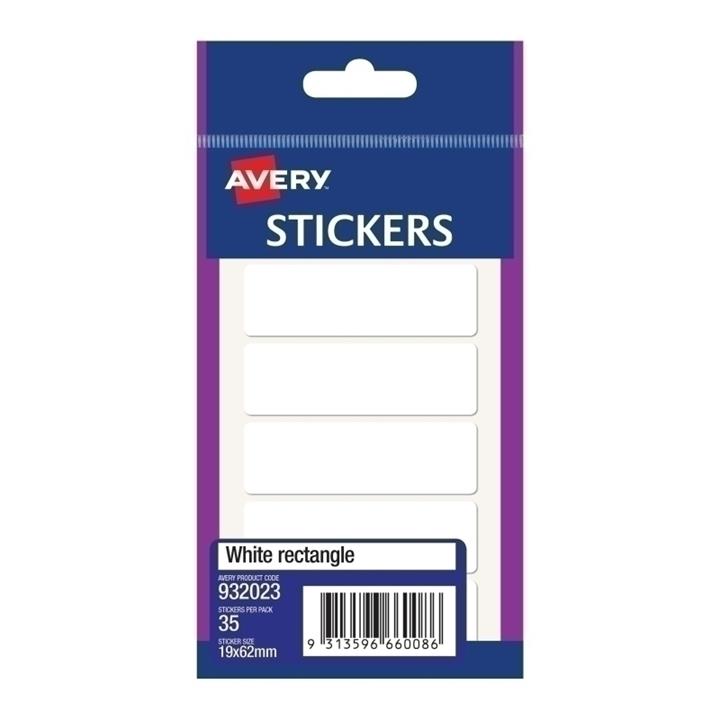 AV Wht Rect Sticker 19x62 Bx10