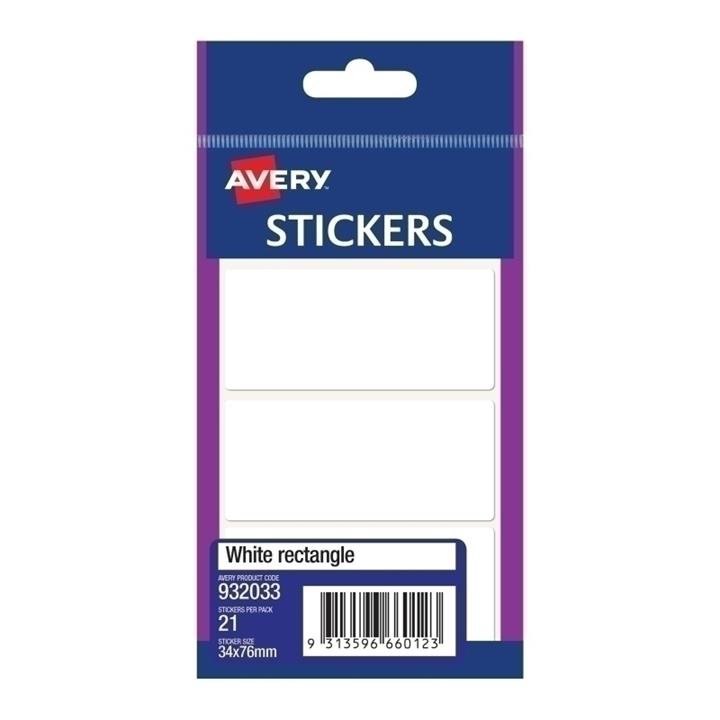 AV Wht Rect Sticker 34x76 Bx10