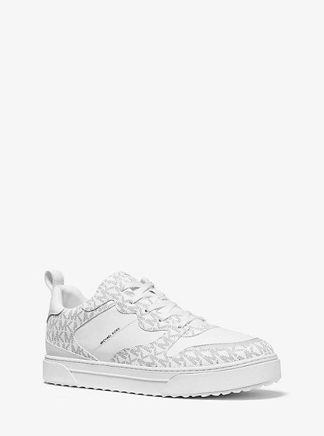 MK Baxter Logo and Leather Trainers - White - Michael Kors