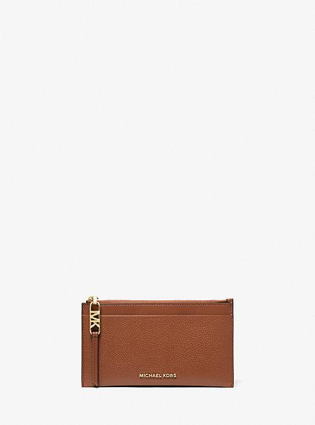MK Empire Large Pebbled Leather Card Case - Brown - Michael Kors