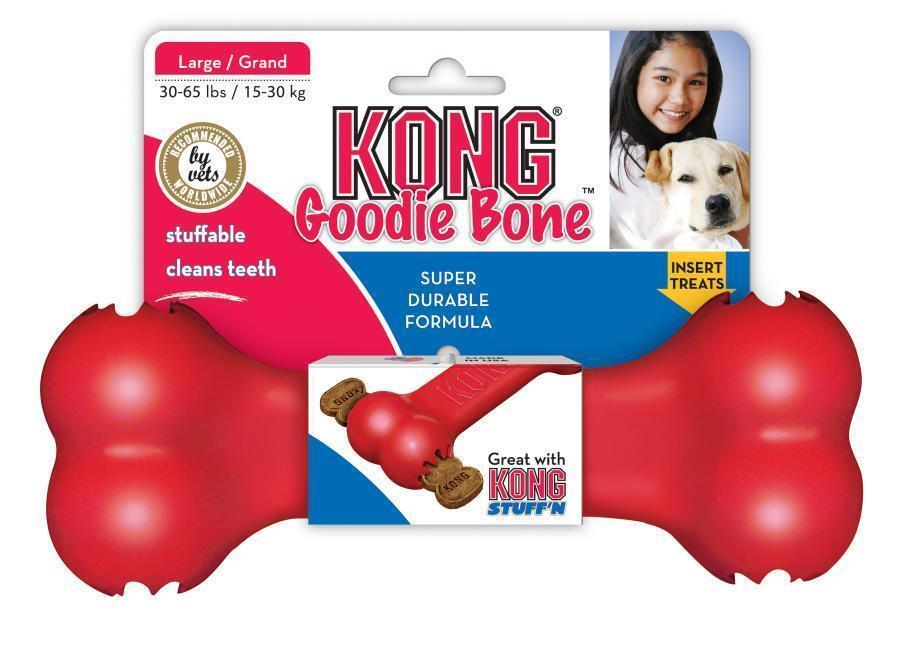 3 x KONG Classic Rubber Goodie Interactive Treat Holder Bone Dog Toy - Large