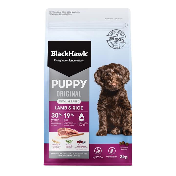 Black Hawk Original Lamb & Rice Puppy Dry Dog Food for Medium Breeds - 3kg
