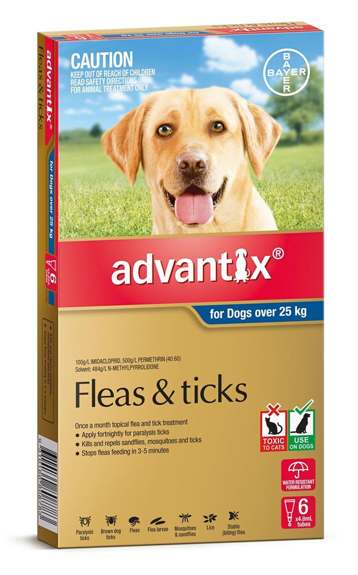 Advantix Spot-On Flea & Tick Control Treatment for Dogs over 25kg - 6-Pack