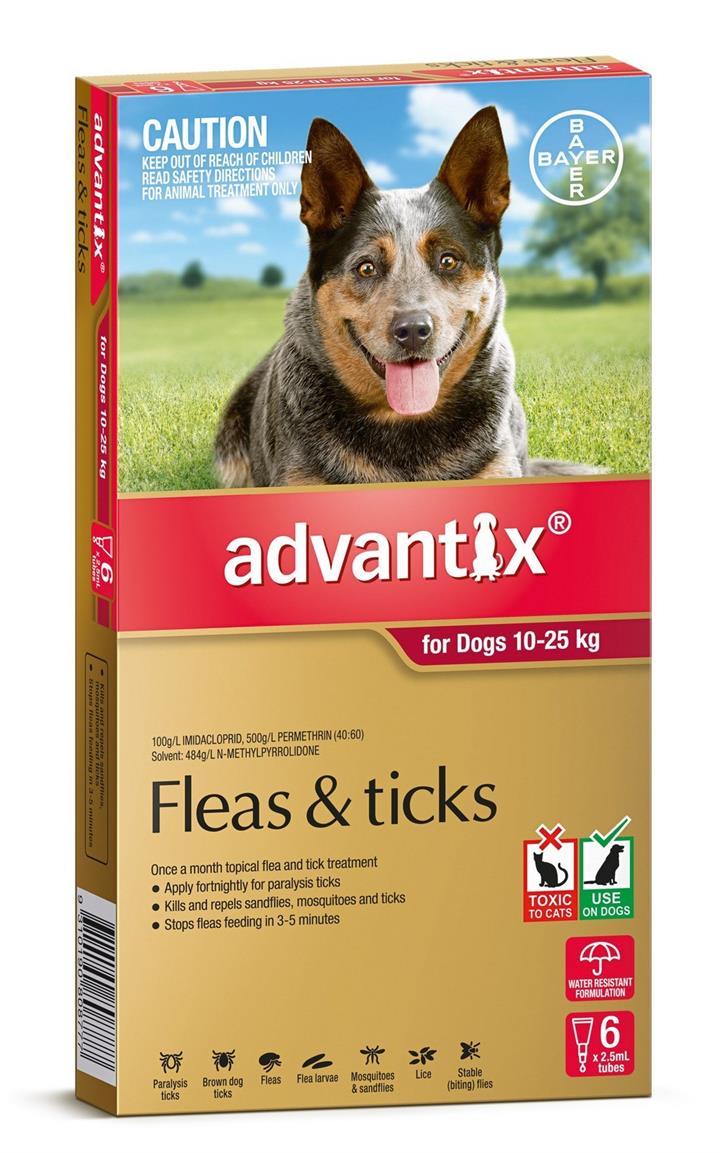 Advantix Spot-On Flea & Tick Control Treatment for Dogs 10-25kg - 6-Pack