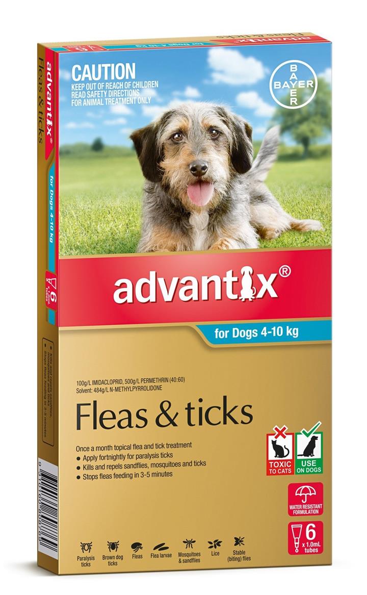 Advantix Spot-On Flea & Tick Control Treatment for Dogs 4-10kg - 6-Pack