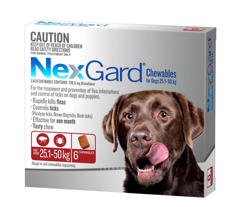 NEXGARD FOR DOGS 25.1-50KG - Red 6 Pack