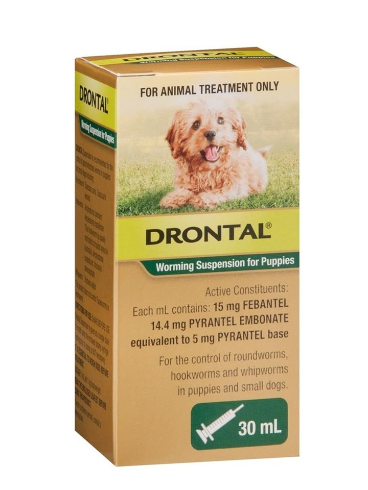 Drontal Suspension Roundworm, Hookworm, and Whipworm Worming Syrup for Puppies - 30ml