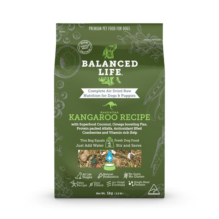 Balanced Life Air Dried Grain Free Single Protein Dog Food - Kangaroo - 1kg