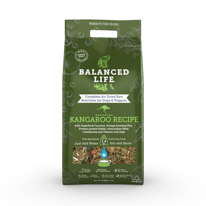 Balanced Life Air Dried Grain Free Single Protein Dog Food - Kangaroo - 3.5kg