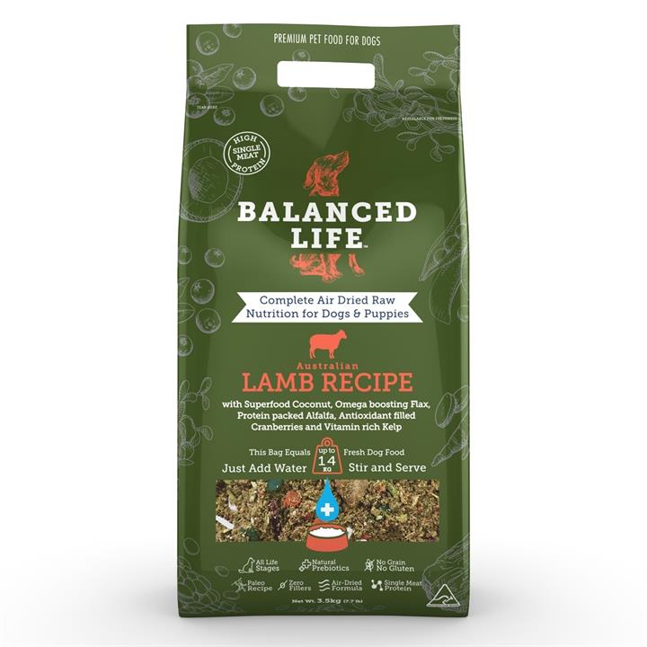 Balanced Life Air Dried Grain Free Single Protein Dog Food - Lamb - 3.5kg