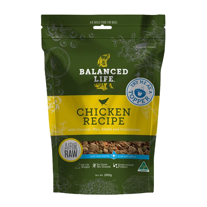 Balanced Life Air Dried Grain Free Single Protein Dog Food - Chicken 200g