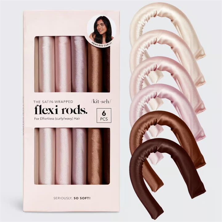 Kitsch Satin Wrapped Flexi Rods - 6pc Rosewood