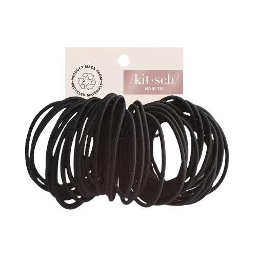 Kitsch Recycled Polyester Thin Elastics - Black (40 Pack)