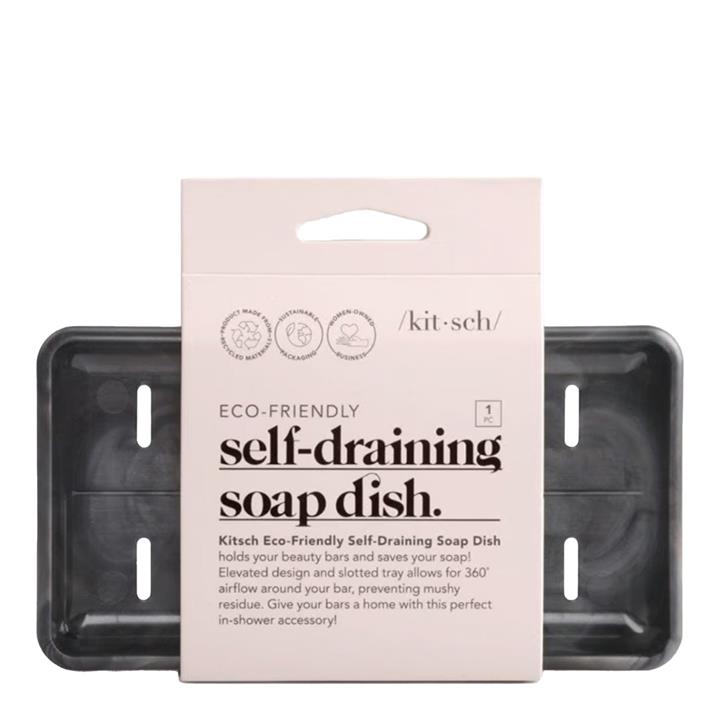 Kitsch Self Draining Soap Dish - Black & Ivory