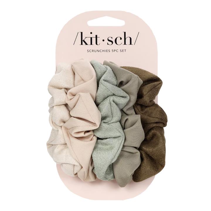 Kitsch Textured Scrunchie 5pc - Eucalyptus
