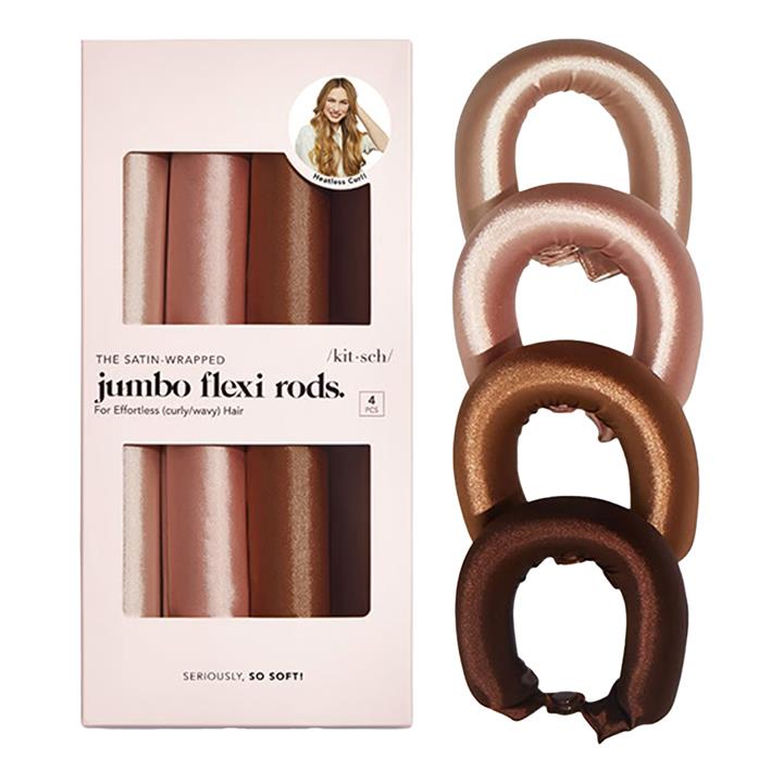 Kitsch Satin Wrapped Jumbo Flexi Rods 4pc - Rosewood