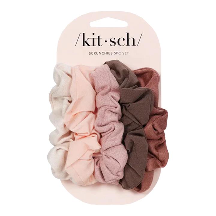 Kitsch Textured Scrunchie 5pc - Terracotta