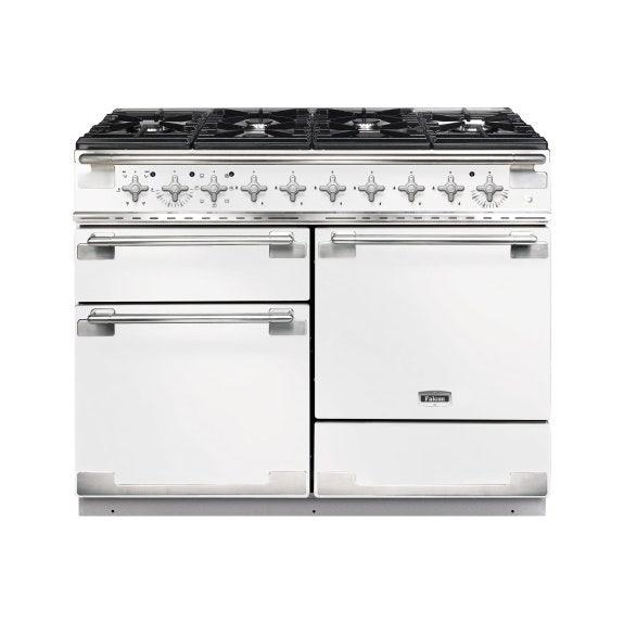 Falcon Elise 110cm 6 Burner Dual Fuel Cooker - White and Nickel
