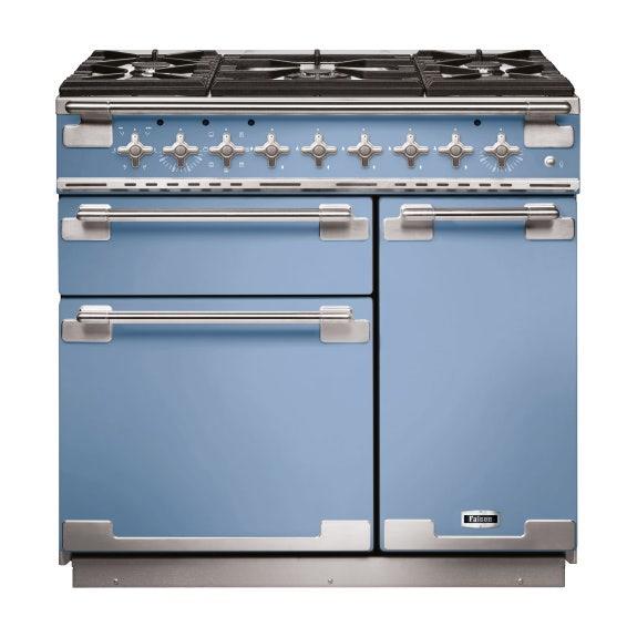 Falcon Elise 90cm 5 Burner Dual Fuel Cooker - China Blue and Nickel