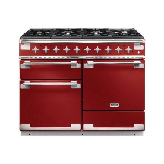 Falcon Elise 110cm 6 Burner Dual Fuel Cooker - Cherry Red and Nickel