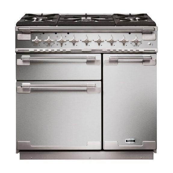 Falcon Elise 90cm 6 Burner Dual Fuel Cooker - Stainless Steel and Nickel