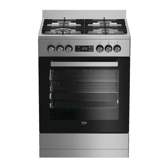 Beko 60cm Upright Dual Fuel Cooker - Stainless Steel