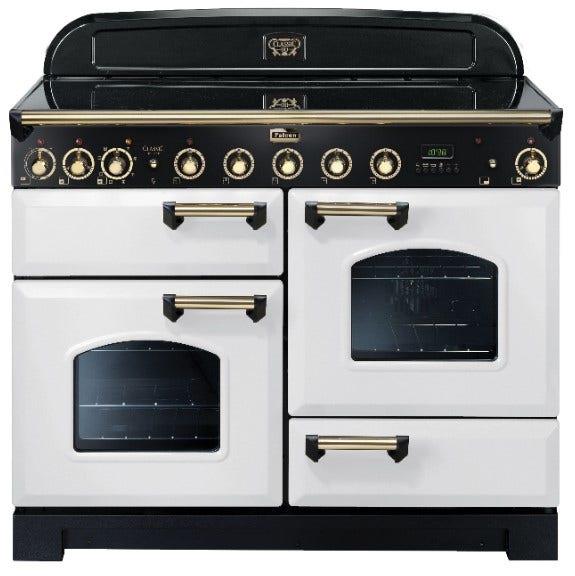 Falcon Deluxe 110cm Induction Range Cooker - White and Brass