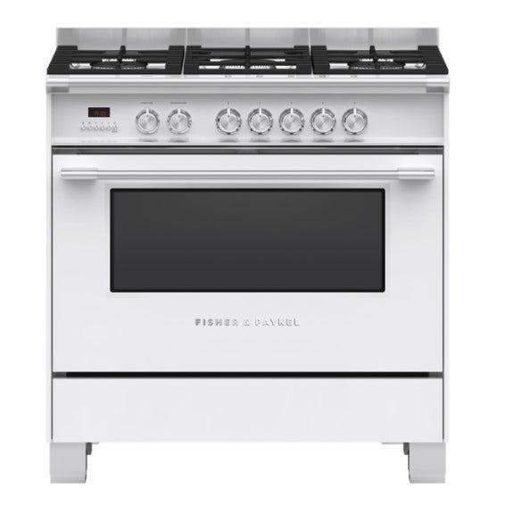 Fisher & Paykel 90cm Dual Fuel Freestanding Cooker - White
