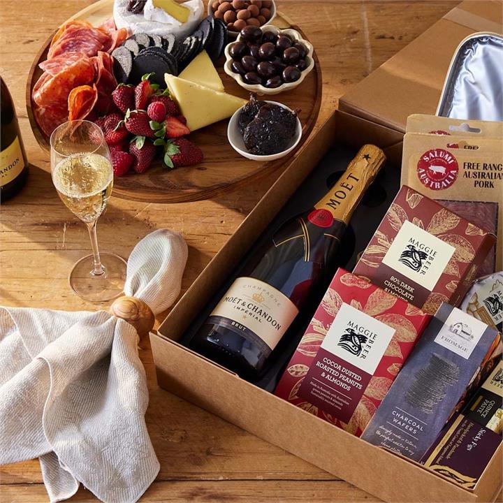 Cheese, Sweet & Savoury Indulgence Hamper with Moët Champagne