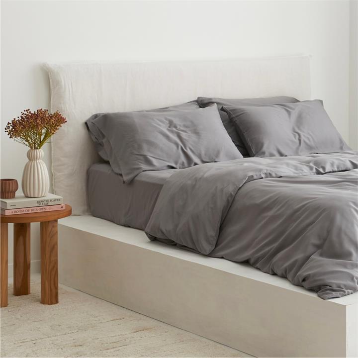 Bamboo Quilt Cover in Grey WITH PILLOWCASES I Love Linen
