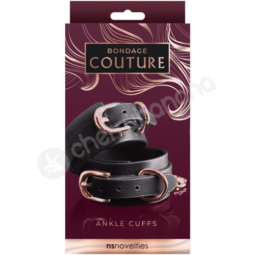 Bondage Couture Black &amp; Rose Gold Luxury Ankle Cuffs