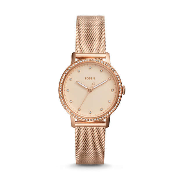 Fossil WOMEN Neely Three-Hand Rose Gold-Tone Stainless Steel Watch