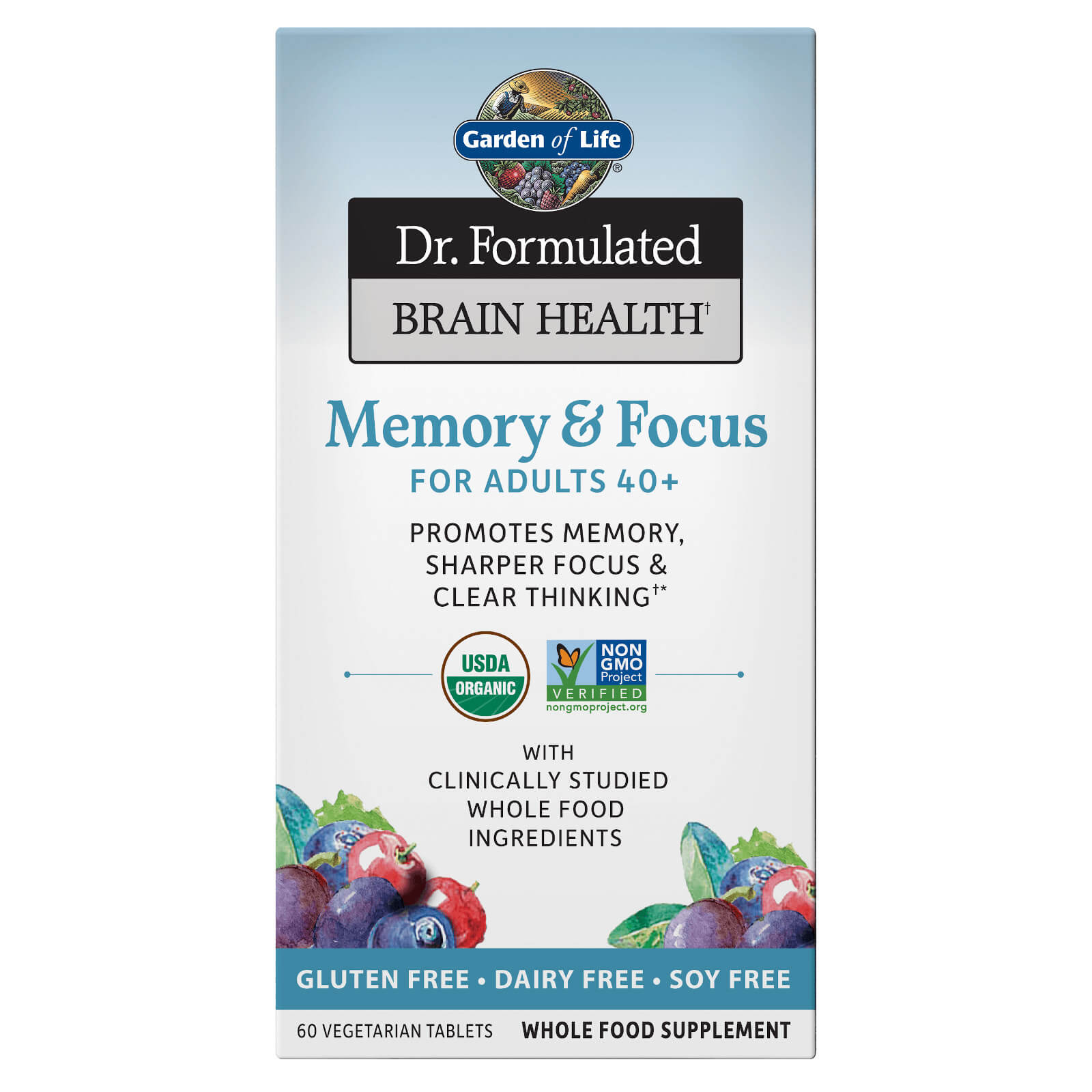 Garden of Life Dr. Formulated Brain Health Organic Memory/Focus Adults 40 60ct Tablets